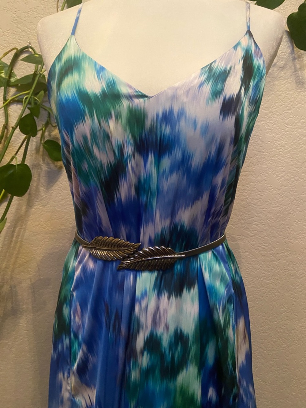 Sale! Nicole Miller Watercolor Floral Print Racerback Maxi Dress, size S. - Picture 2 of 15